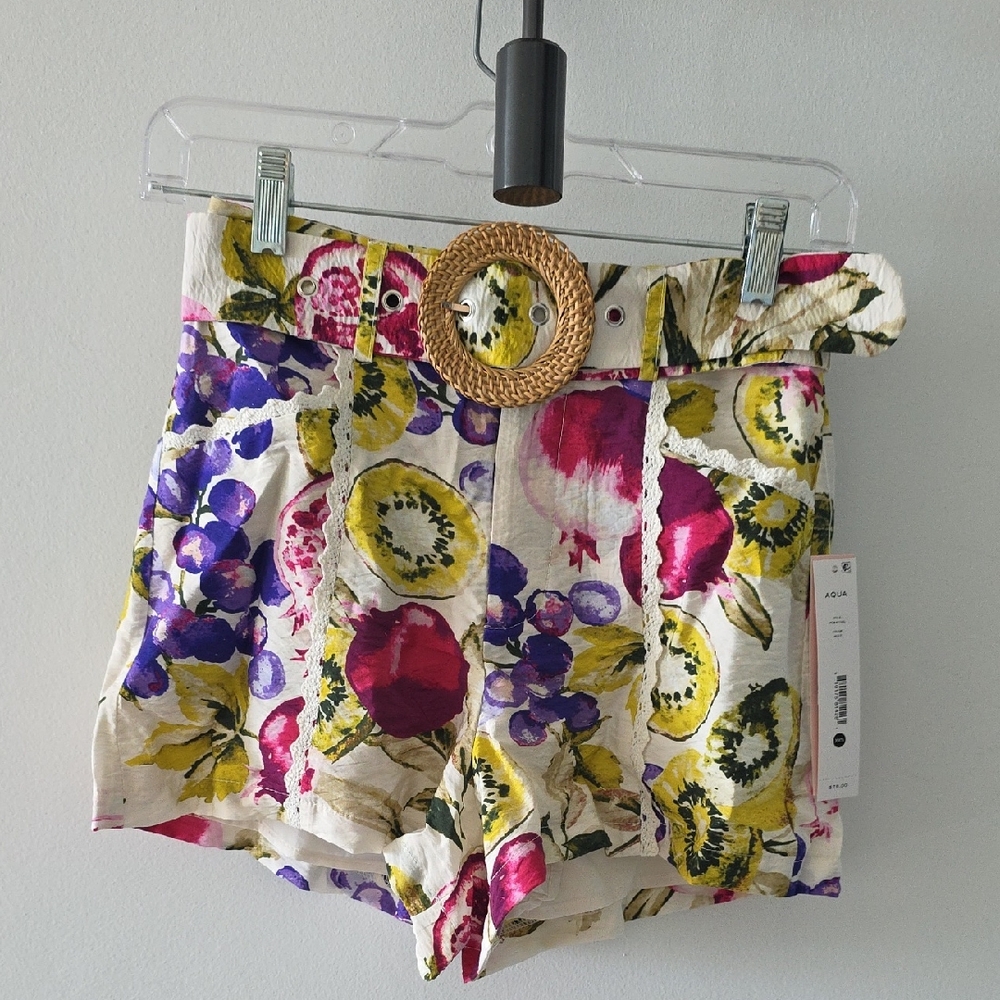 Aqua High Waist Floral Women's Shorts - Multicolor
